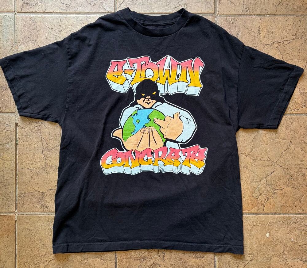 E-Town Concrete Graphic T-Shirt Black Hardcore Punk Metal Band Tee Size L